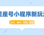 星座号小程序新玩法:起号、素材、剪辑,如何变现(附素材)-润泽资源库