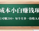 零成本小白赚钱实操项目，一天可赚200+ 每个月多一份收入来源-润泽资源库
