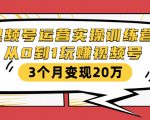 视频号运营实操训练营：从0到1玩赚视频号，3个月变现20万-润泽资源库