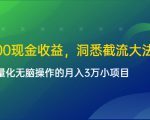 单日500现金收益,洞悉截流大法,一个批量化无脑操作的月入3万小项目-润泽资源库