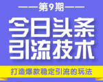 今日头条引流技术第9期,打造爆款稳定引流 百万阅读玩法,收入每月轻松过万-润泽资源库