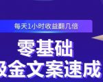 零基础吸金文案速成,每天1小时收益翻几倍价值499元-润泽资源库