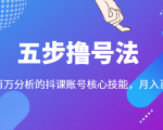 五步撸号法,掌握百万分析的抖课账号核心技能,从逻辑到实操-润泽资源库