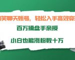 搞笑聊天账号,轻松入手高效变现,百万操盘手亲授,小白也能涨粉数十万-润泽资源库