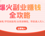 爆火副业赚钱全攻略:实打实演练/学完就能用/全渠道赚钱,带普通人月入3万元-润泽资源库