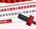 《抖音毒文案挂小程序变现项目》单天单号的收益50+可放大操作-润泽资源库