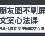 朋友圈不刷屏文案心法课 人人都要懂的商业逻辑 从0~1教你朋友圈成交心法-润泽资源库