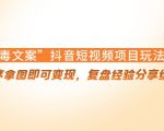 “毒文案”抖音短视频项目玩法,小程序拿图即可变现,复盘经验分享给大家-润泽资源库