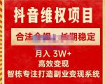 新版抖音维权项目每单利润1000+,合法合规,长期稳定,月入3W+价值1999元-润泽资源库