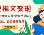 小说推文训练营:引流技巧+爆款实操+矩阵号玩法,百倍效益、百万播放秘笈-润泽资源库