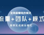 王冲老师《流量+团队+模式》商业模式实战课,全网最赚钱的模式-润泽资源库