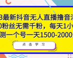 2023最新抖音无人直播撸音浪项目，0粉丝无需千粉，每天1小时，实测一个号一天1500-2000元-润泽资源库
