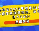 D1G馆长2023年收费990的抖音小程序变现新玩法，单号轻松日入200+-润泽资源库