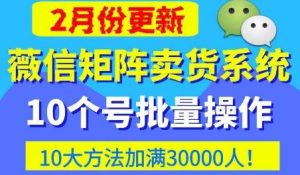 微信矩阵卖货系统，多线程批量养10个微信号，10种加粉落地方法，快速加满3W人卖货！-润泽资源库