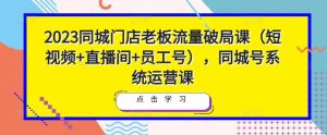 2023同城门店老板流量破局课（短视频+直播间+员工号），同城号系统运营课-润泽资源库