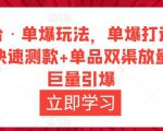 万相台·单爆玩法,单爆打造流程+单品快速测款+单品双渠放量+単品巨量引爆-润泽资源库