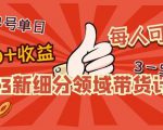 2023新细分领域带货计划:单号单日1000+收益不难,每人可操作3-5个账号-润泽资源库