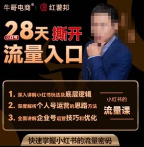 牛哥电商红薯邦28天撕开小红书流量入口，小红书运营系列课，快速掌握小红书的流量密码-润泽资源库