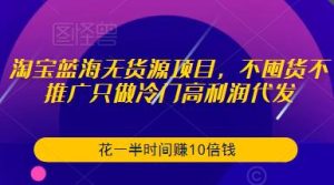 淘宝蓝海无货源项目，不囤货不推广只做冷门高利润代发，花一半时间赚10倍钱-润泽资源库