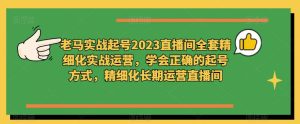 老马实战起号2023直播间全套精细化实战运营,学会正确的起号方式,精细化长期运营直播间-润泽资源库