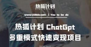 热狐计划：王大陆ChatGpt多重变现实操课，多种模式快速变现-润泽资源库