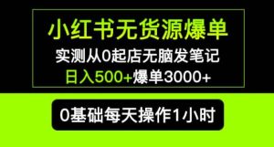小红书无货源爆单实测从0起店无脑发笔记爆单3000+长期项目可多店-润泽资源库