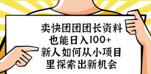 卖快团团团长资料也能日入100+新人如何从小项目里探索出新机会-润泽资源库