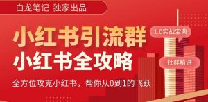 【白龙笔记】价值980元的《小红书运营和引流课》,日引100高质量粉-润泽资源库