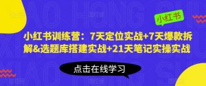 小红书训练营：7天定位实战+7天爆款拆解&选题库搭建实战+21天笔记实操实战-润泽资源库