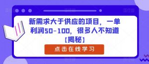 新需求大于供应的项目，一单利润50-100，很多人不知道【揭秘】-润泽资源库