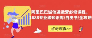 阿里巴巴诚信通运营必修课程,1688专业级知识库/白皮书/全攻略-润泽资源库