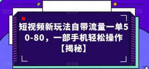 短视频新玩法自带流量一单50-80，一部手机轻松操作【揭秘】-润泽资源库