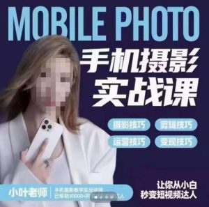小叶老师手机摄影实战课,一部手机创造摄影剪切美学,让你从小白秒变短视频达人(思维+实操)-润泽资源库