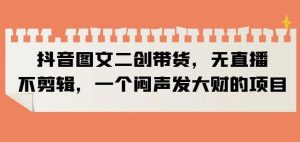 抖音图文二创带货,无直播,不剪辑,一个闷声发大财的项目【揭秘】-润泽资源库