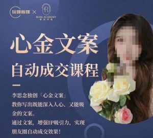 心金文案自动成交课程,教你写出既能深入人心又能吸金的文案,实现朋友圈自动成交效果-润泽资源库