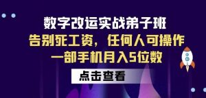 数字改运实战弟子班：告别死工资，任何人可操作，一部手机月入5位数-润泽资源库