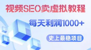 视频SEO出售虚拟产品每天稳定2-5单利润1000+史上最稳定私域变现项目【揭秘】-润泽资源库