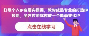 蟹老板·打爆个人IP底层实操课,教你成熟专业的打造IP技能,全方位带你做成一个能商业化IP-润泽资源库