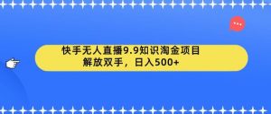 快手无人直播9.9知识淘金项目，解放双手，日入500+【揭秘】-润泽资源库