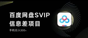 百度网盘SVIP信息差项目，0投入小白极速上手，手机稳定日入300+【揭秘】-润泽资源库