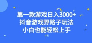 靠一款游戏日入3000+,抖音游戏野路子玩法,小白也能轻松上手【揭秘】-润泽资源库
