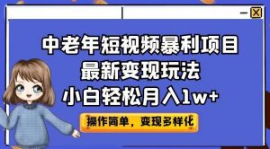 中老年短视频暴利项目最新变现玩法，小白轻松月入1w+【揭秘】-润泽资源库