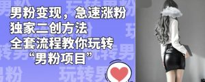 男粉变现，急速涨粉独家二创方法，全套流程教你玩转“男粉项目”【揭秘】-润泽资源库