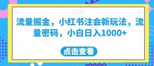 流量掘金，小红书注会新玩法，流量密码，小白日入1000+【揭秘】-润泽资源库