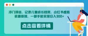 冷门项目,记录儿童成长档案,小红书虚拟资源变现,一部手机实现日入300+【揭秘】-润泽资源库