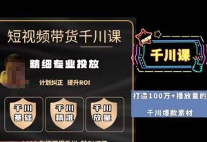 短视频带货-千川专业投放课，​精细化专业投放，计划纠正，提升ROI-润泽资源库
