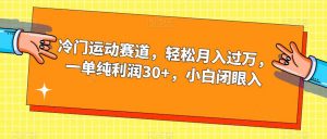 冷门运动赛道，轻松月入过万，一单纯利润30+，小白闭眼入【揭秘】-润泽资源库