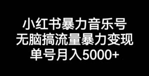 小红书暴力音乐号，无脑搞流量暴力变现，单号月入5000+-润泽资源库