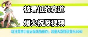 被看低的赛道爆火祝愿视频,玩法简单小白必做无脑操作,流量大涨粉快日入500-润泽资源库