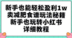 新手也能轻松盈利1w,卖减肥食谱玩法秘籍,新手也玩转小红书详细教程【揭秘】-润泽资源库